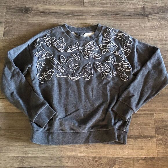 BANANA Republic abstract mesh cut out crewneck sweatshirt size M - Picture 1 of 10